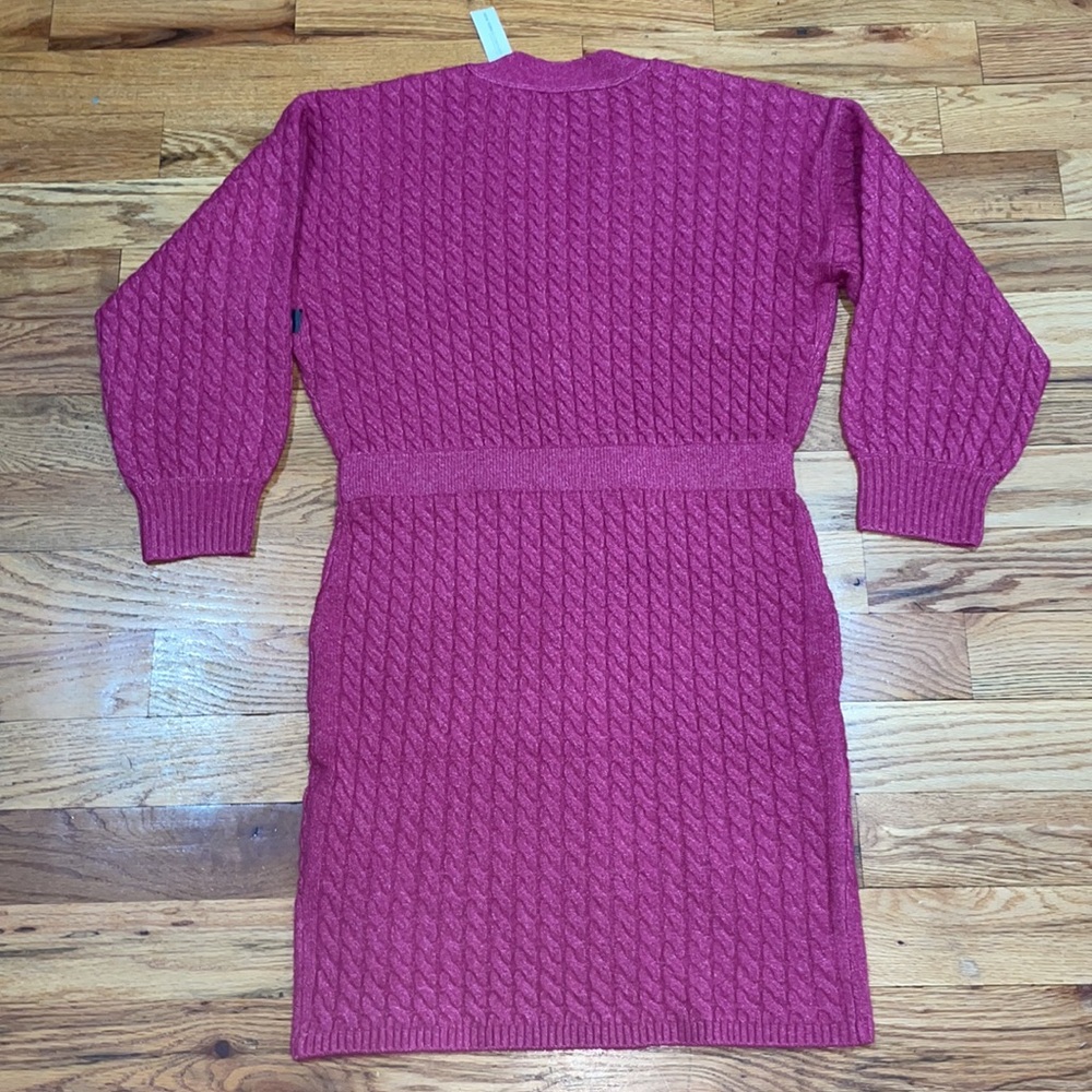 NEW Cable Knit Button  Thick Placket Sweater Dress sz Large L - Picture 13 of 15